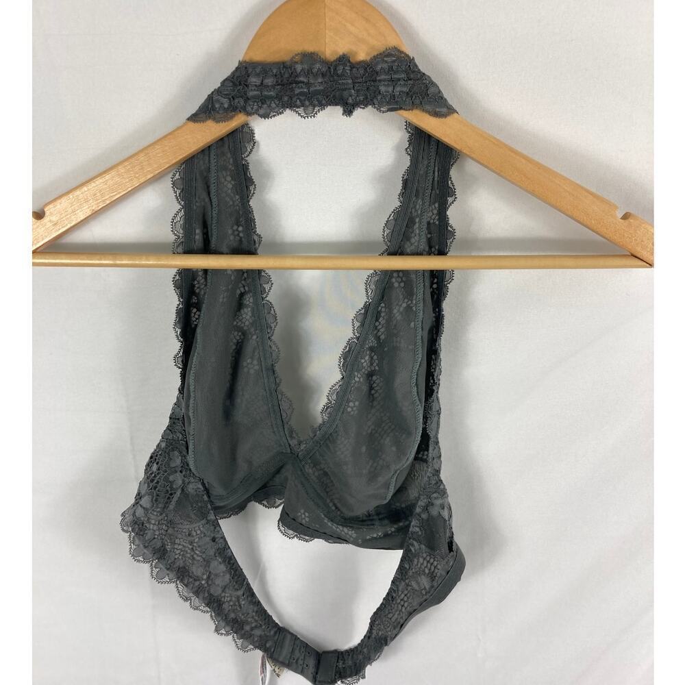 Free People Womens Gray Galloon Lace Halter Bra size medium - Picture 6 of 6
